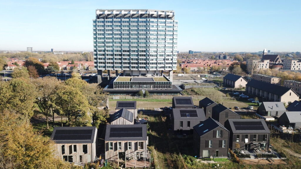 Gevelbekleding huizenblok Eindhoven met populierenhout van Peppelhout